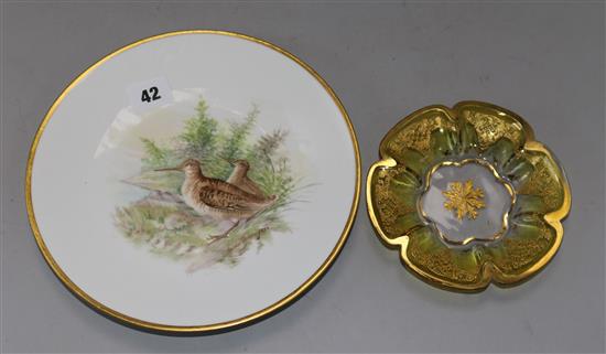 A set of eight porcelain dishes and six glass bowls